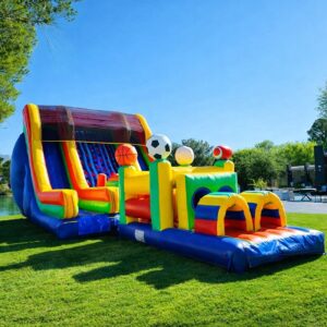 Climbing wall with sports obstacle